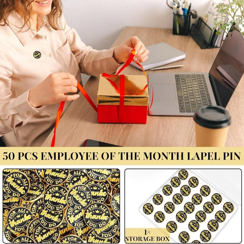 50 Pcs Employee of The Month Lapel Pin Bulk Star Recognition Appreciation Gift E - Picture 5 of 6